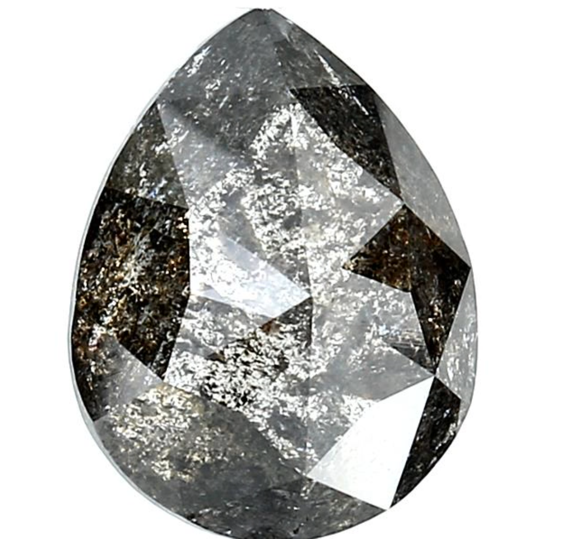 Salt and Pepper Diamond, 5.17 Ct Natural Gray Color Pear Cut Loose Diamond for Engagement Ring