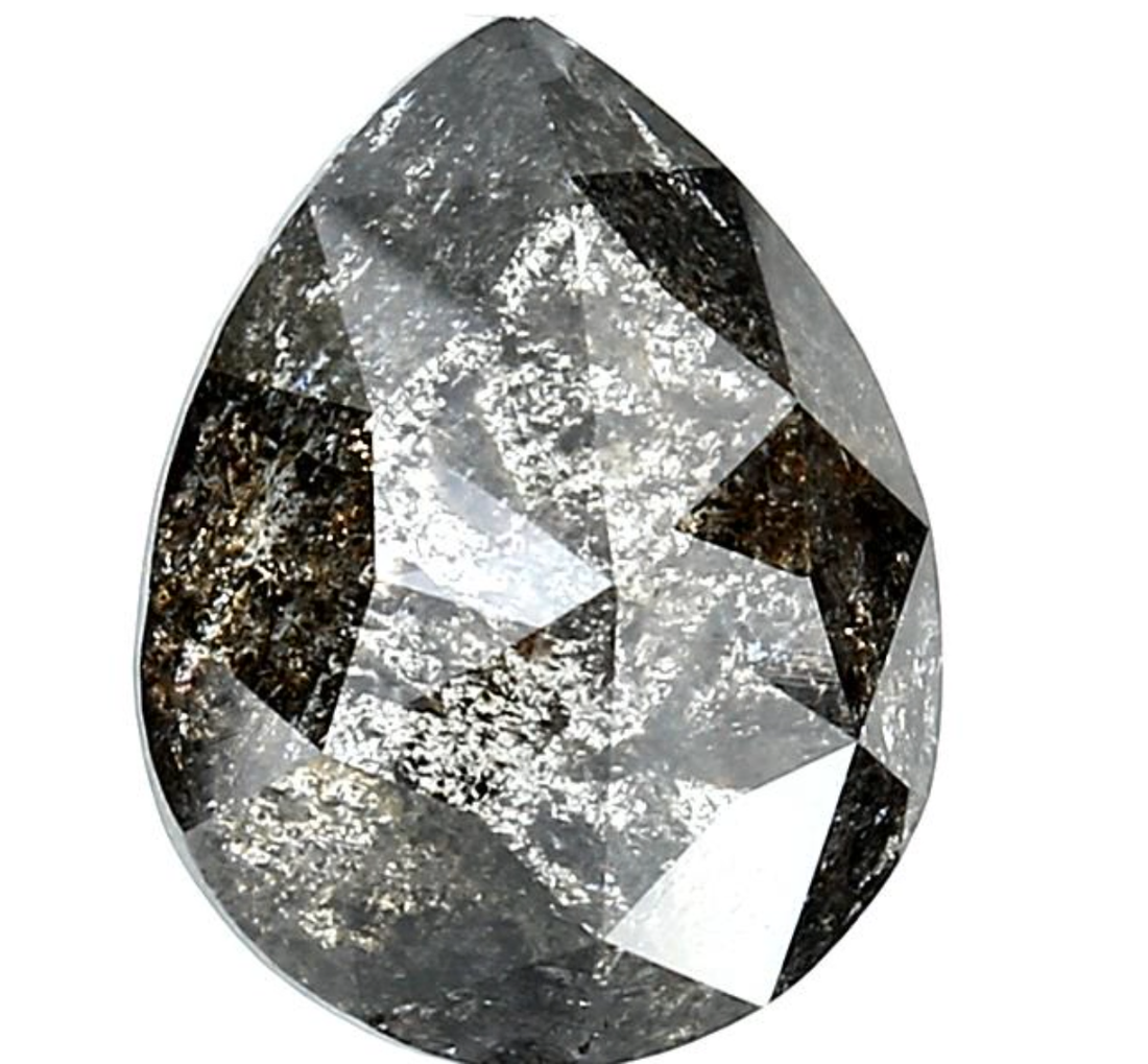 Salt and Pepper Diamond, 5.17 Ct Natural Gray Color Pear Cut Loose Diamond for Engagement Ring