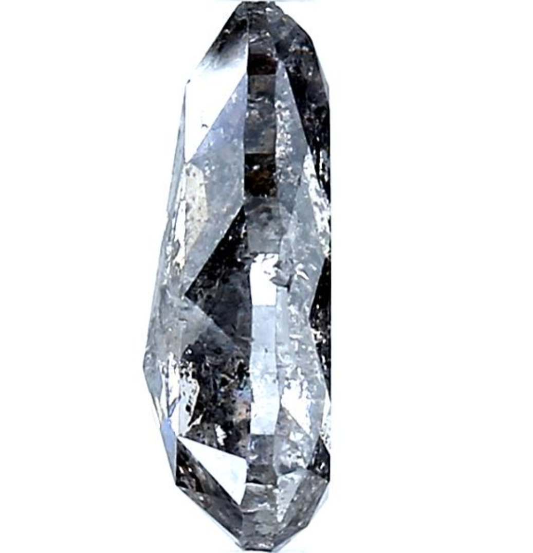 Salt and Pepper Diamond, 1.86 Ct Natural Gray Color Pear Cut Loose Diamonds for Engagement Ring