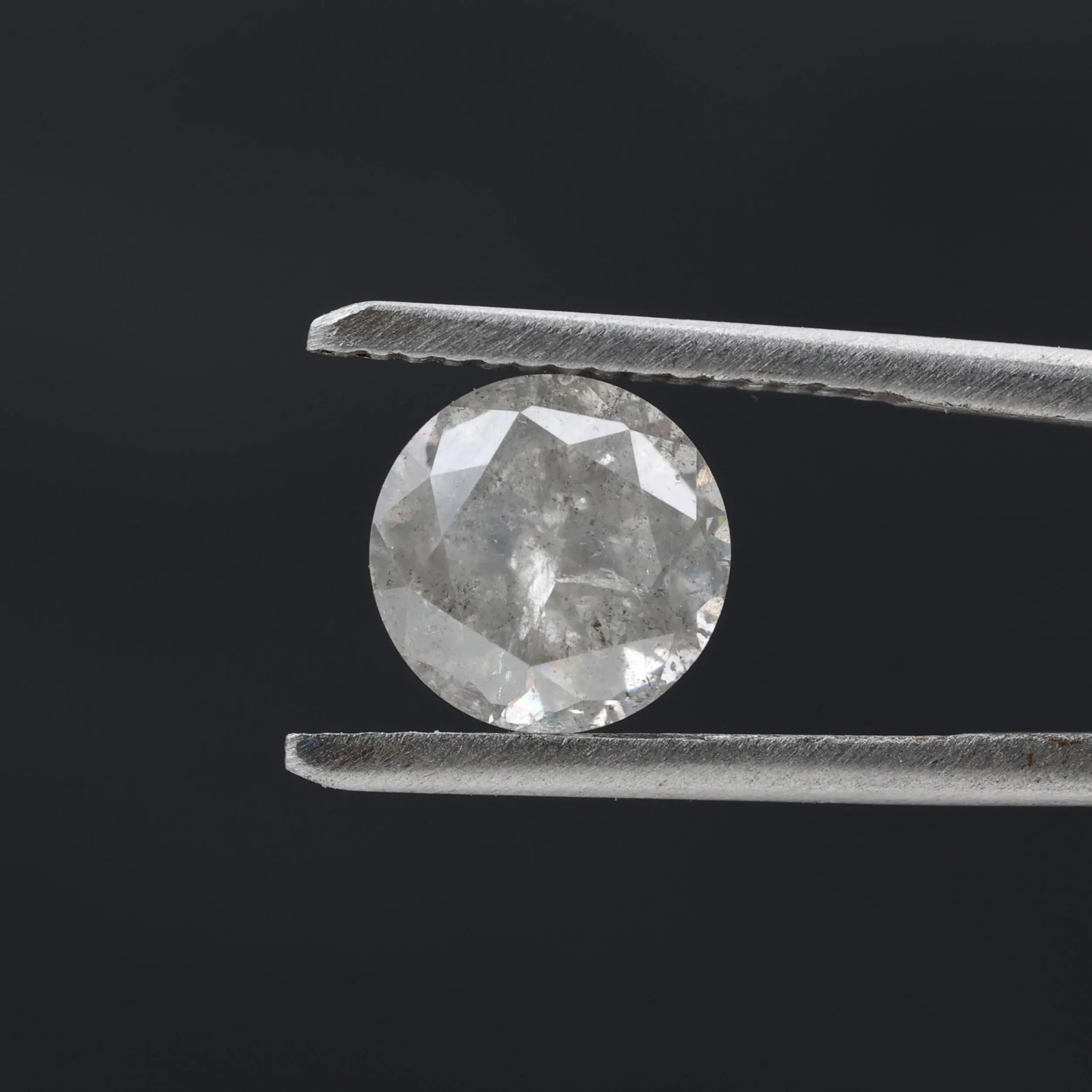 2.18 Carat Salt and Pepper Diamond, Natural Gray Round Loose Diamonds for Minimalist Engagement Ring