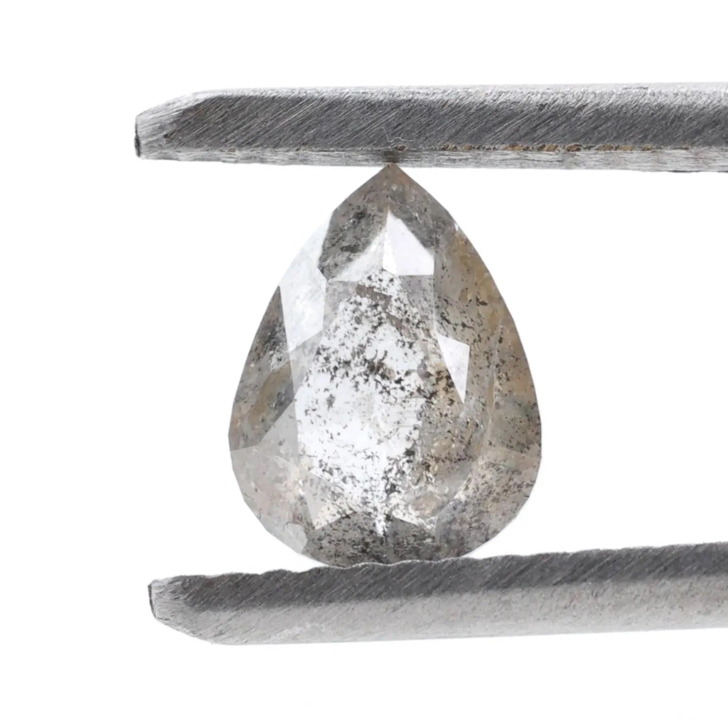 0.85 Ct Salt and Pepper Diamond, Natural Gray Color Pear Cut Loose Diamonds for Engagement Ring
