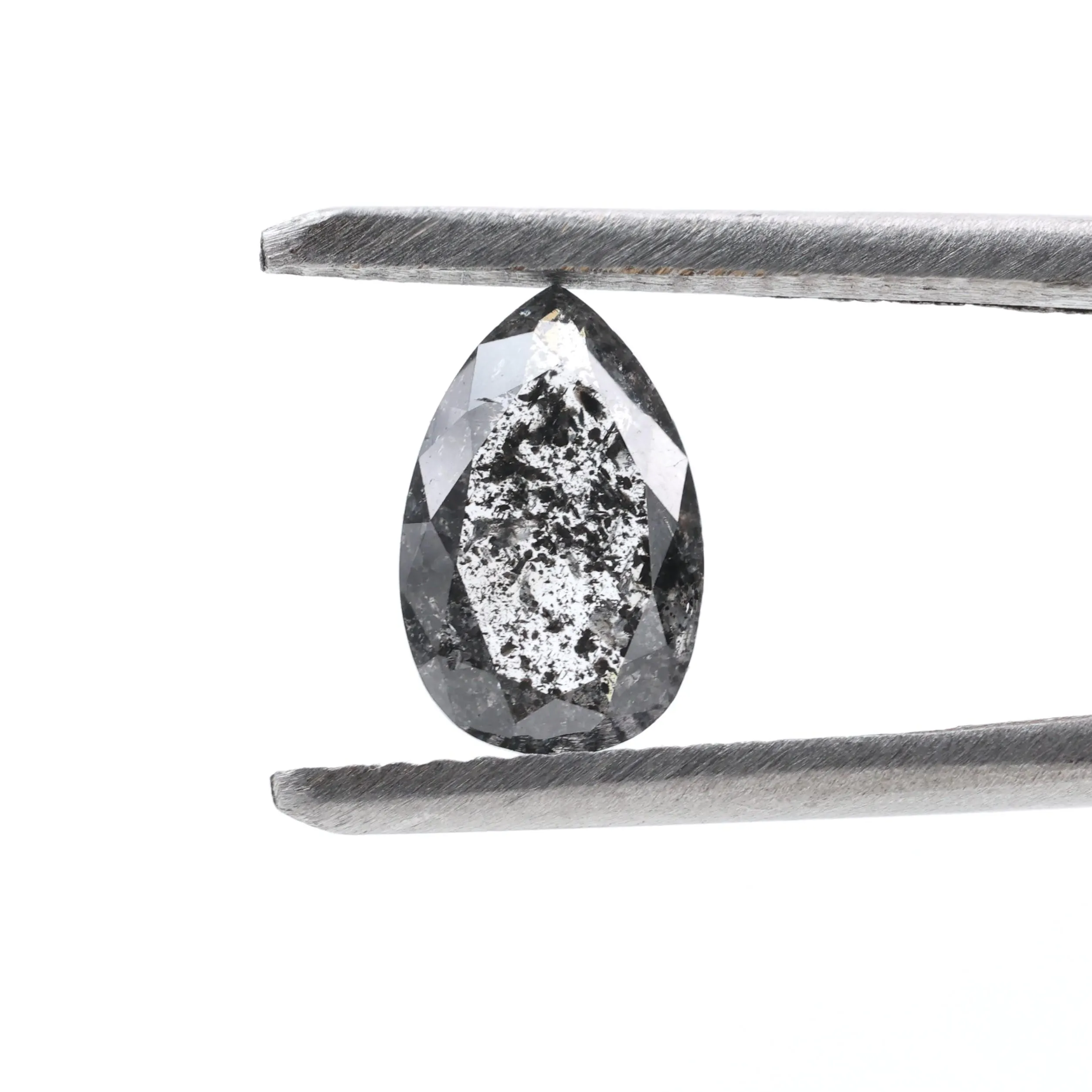 1.05 Ct Salt and Pepper Diamond, Natural Gray Pear Cut Loose Diamonds for Engagement Ring