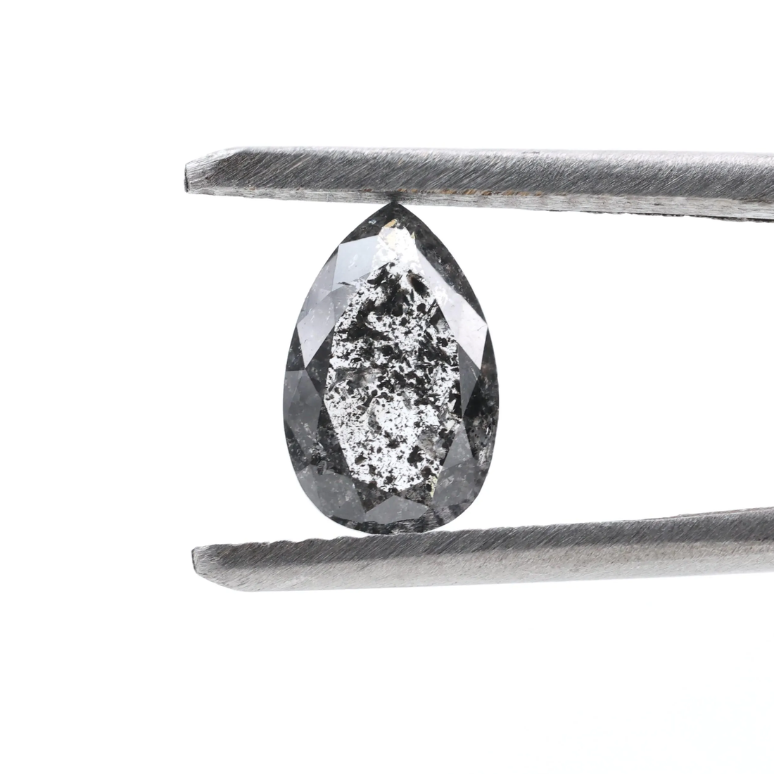 1.05 Ct Salt and Pepper Diamond, Natural Gray Pear Cut Loose Diamonds for Engagement Ring