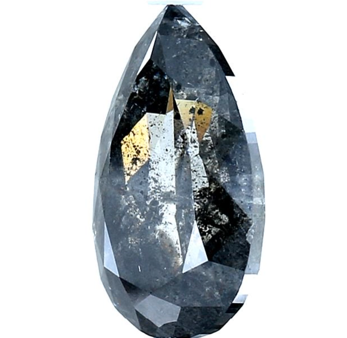 Salt and Pepper Diamond, 3.24 Ct Natural Gray Color Pear Cut Loose Diamond for Engagement Ring