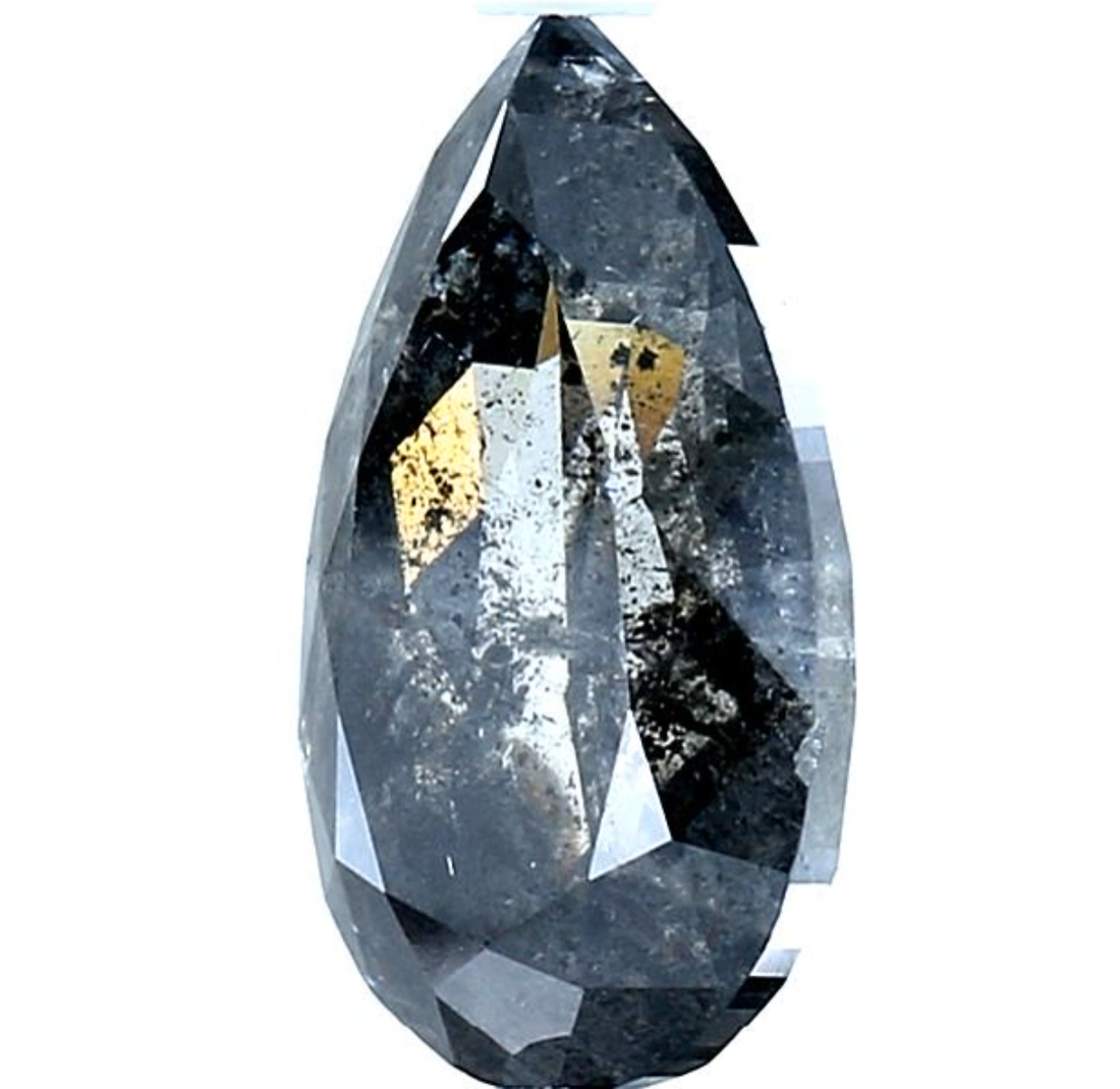 Salt and Pepper Diamond, 3.24 Ct Natural Gray Color Pear Cut Loose Diamond for Engagement Ring