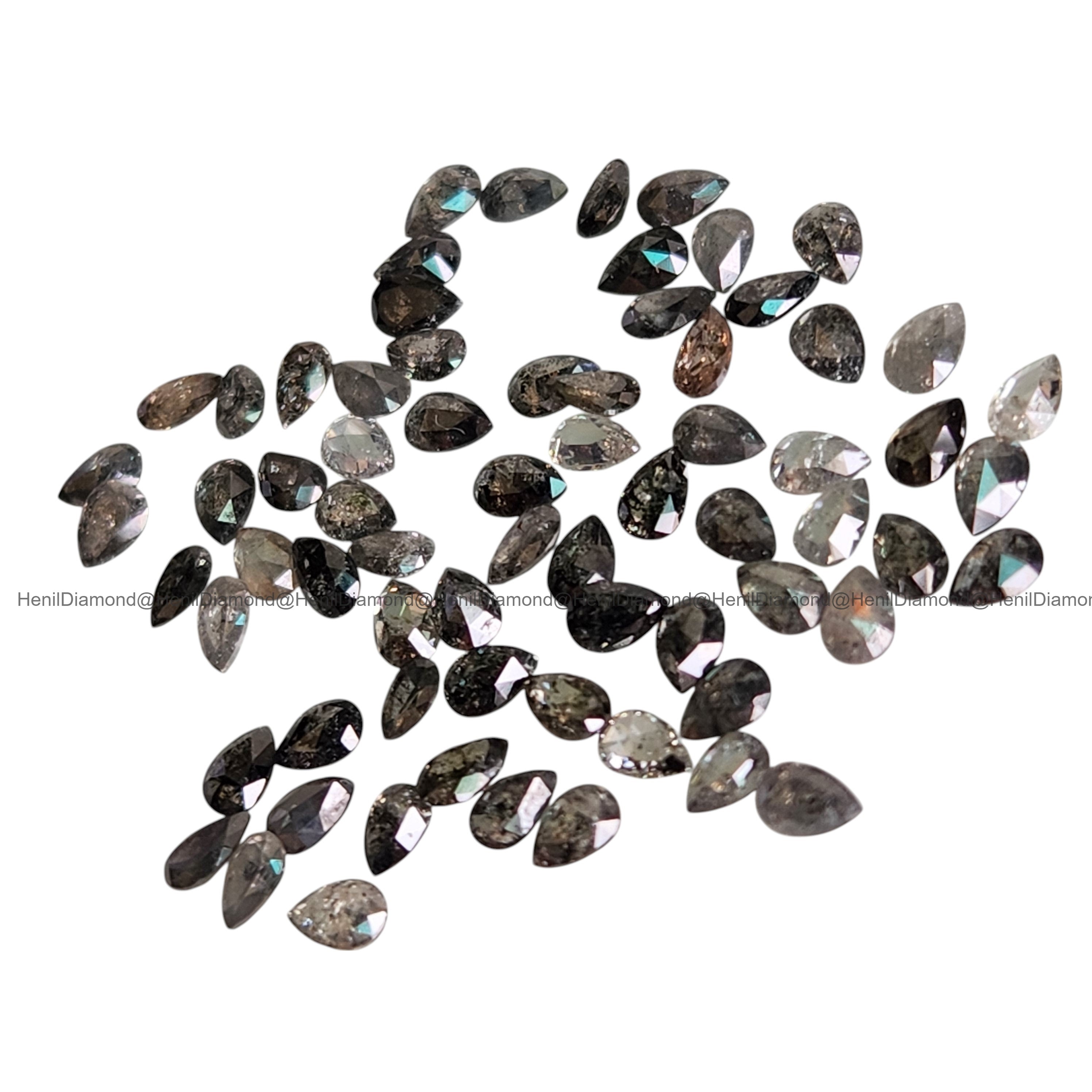 1.00 Ct Natural Salt and Pepper Pear Cut Loose Diamond 3x5 MM for Engagement Ring or Fine Jewelry