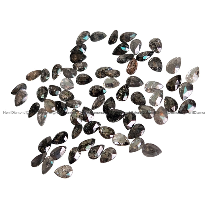 1.00 Ct Natural Salt and Pepper Pear Cut Loose Diamond 3x5 MM for Engagement Ring or Fine Jewelry