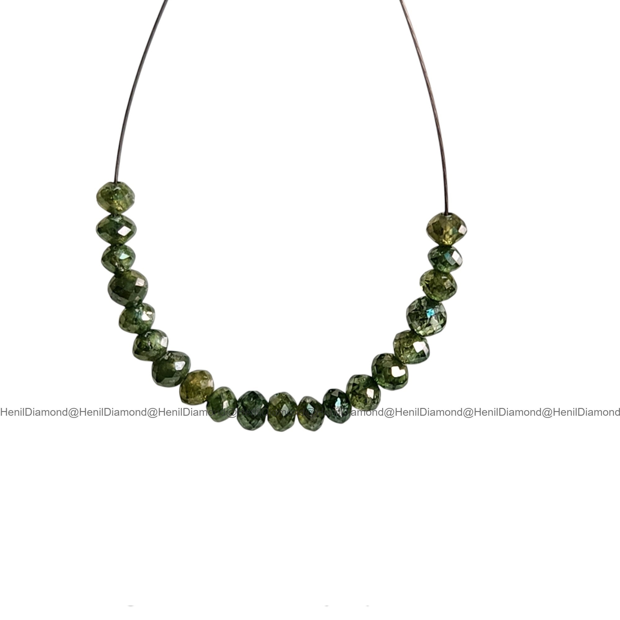 1.04 Ct 1.50-2.00 MM Natural Green Round Diamond Beads with Drilled Hole for Necklace Strand