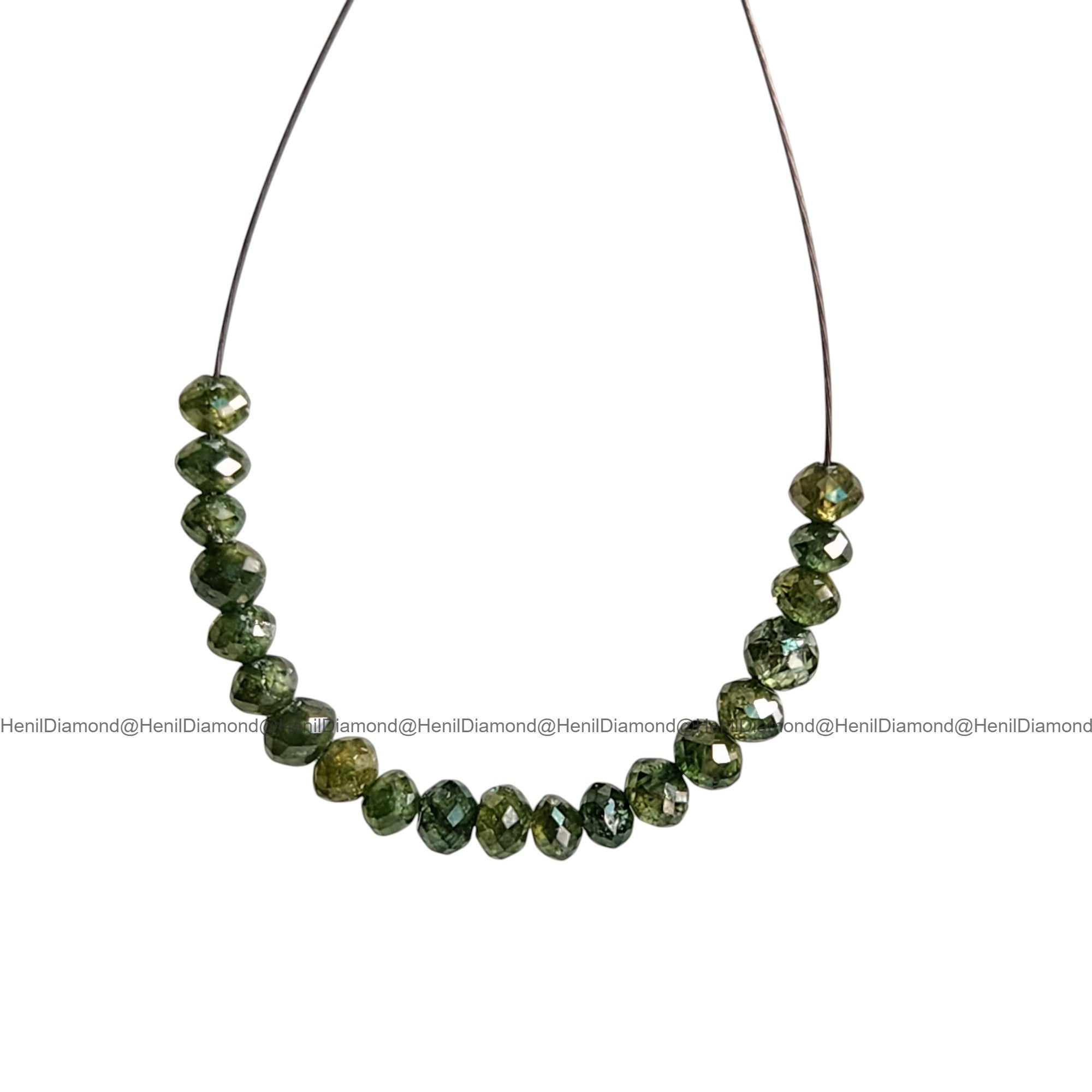 1.04 Ct 1.50-2.00 MM Natural Green Round Diamond Beads with Drilled Hole for Necklace Strand