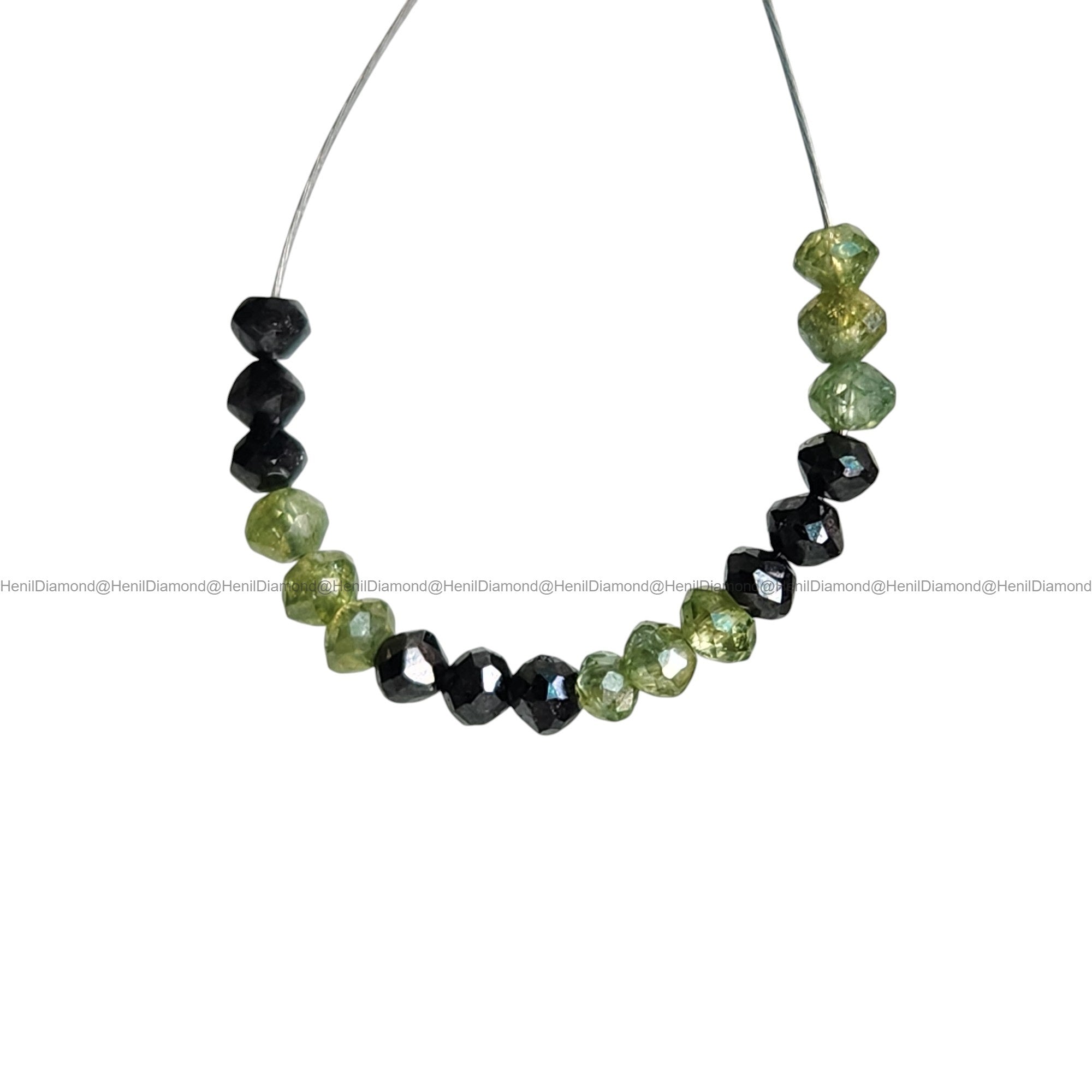 1.04 Ct Lot 1.50 to 2.00 MM Natural Green Black Color Polished Round Loose Diamonds Beads wt Drilled Hole for Chain