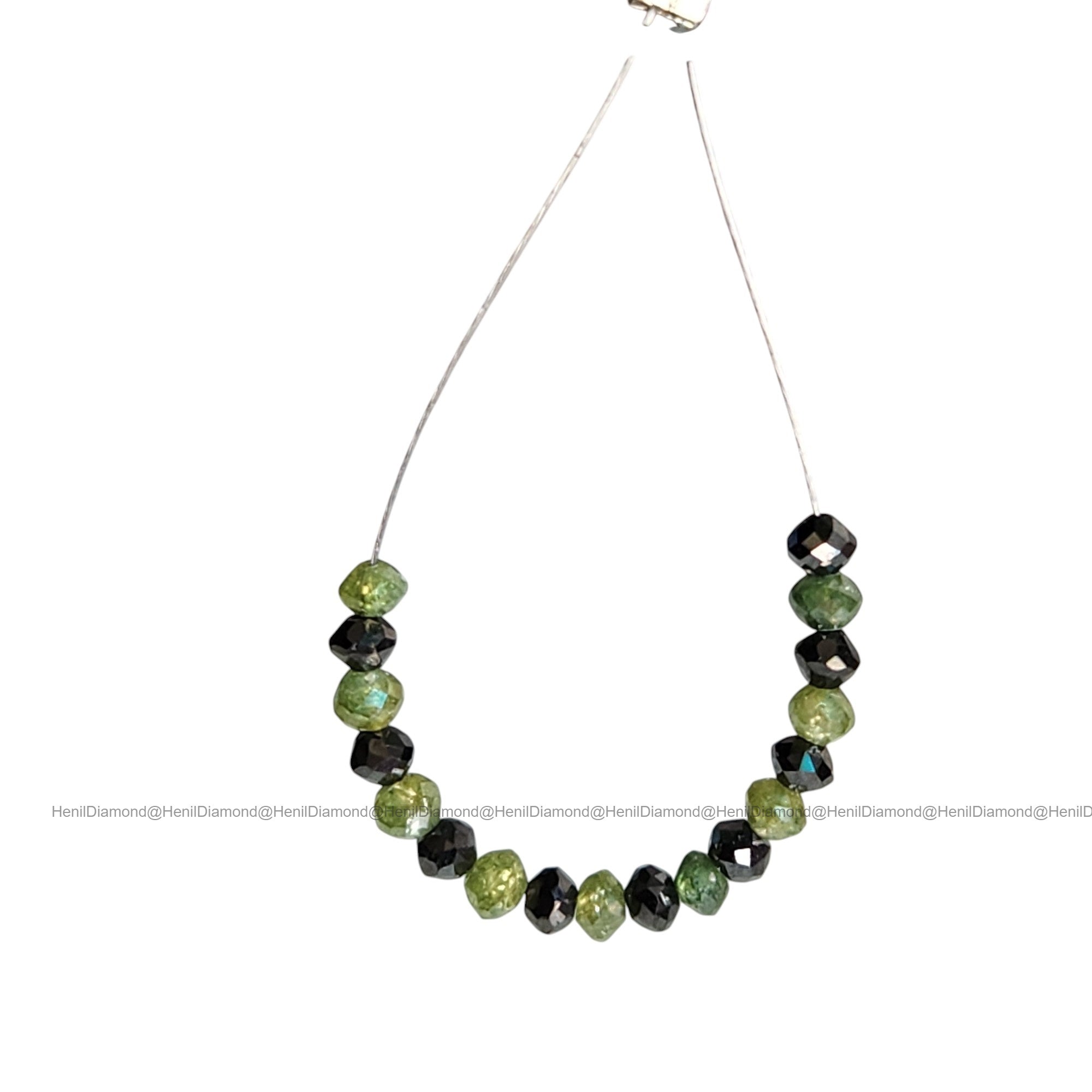 1.04 Ct Lot 1.50 to 2.00 MM Natural Green Black Polished Round Loose Diamonds Beads wt Drilled Hole for Making Jewelry