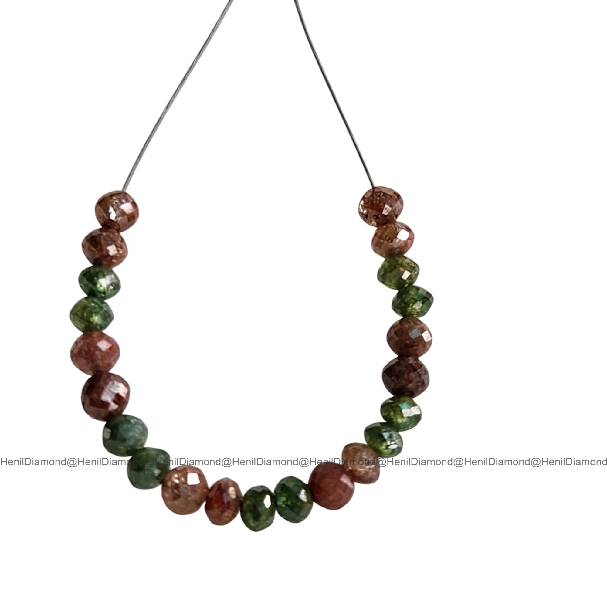 2.03 Ct 1.50-2.00 MM Natural Green Red Round Diamond Beads with Drilled Hole for Jewelry