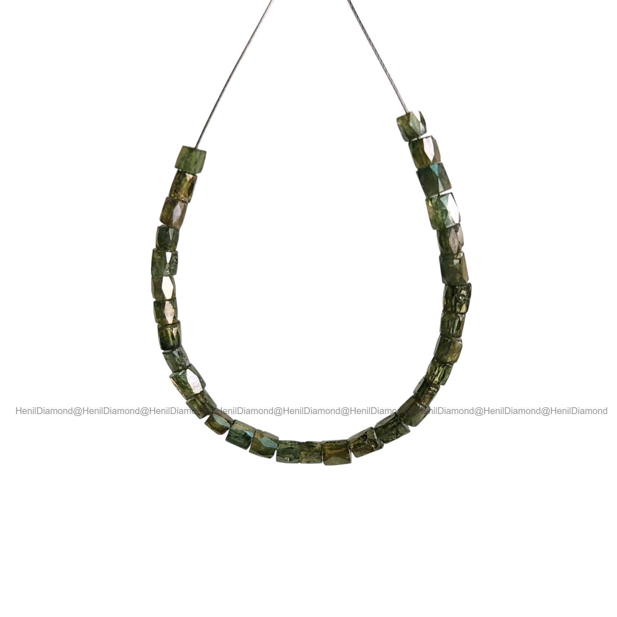 1.00 Carat Lot Natural Green Tube Diamond Beads with Drilled Hole | Loose Diamond Beads for Jewelry Making