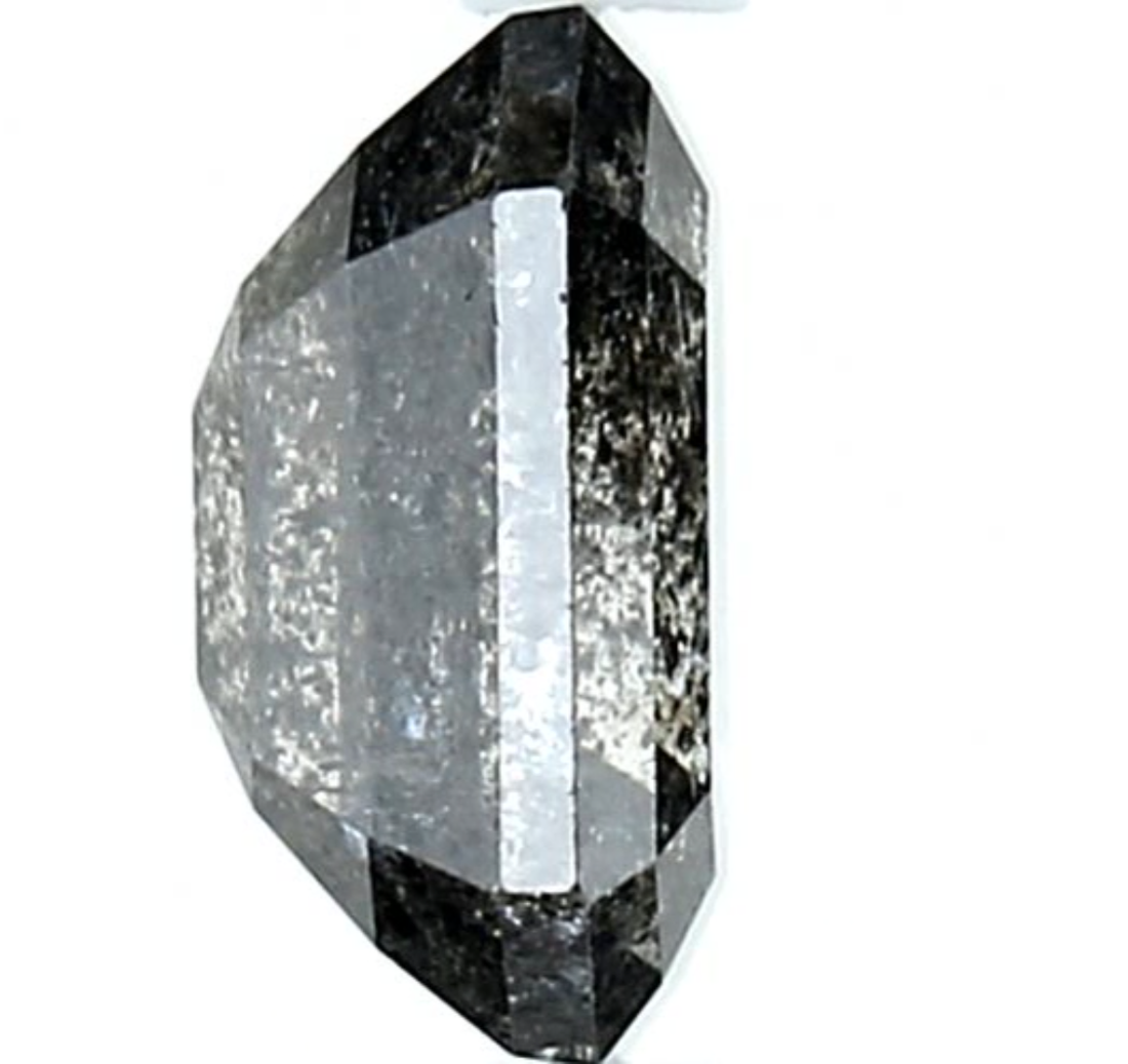 1.69 Ct Natural Salt and Pepper Diamond | Emerald Grey Galaxy Diamond for Custom Engagement Ring | Gray Earth Mined Unique Gift for Her