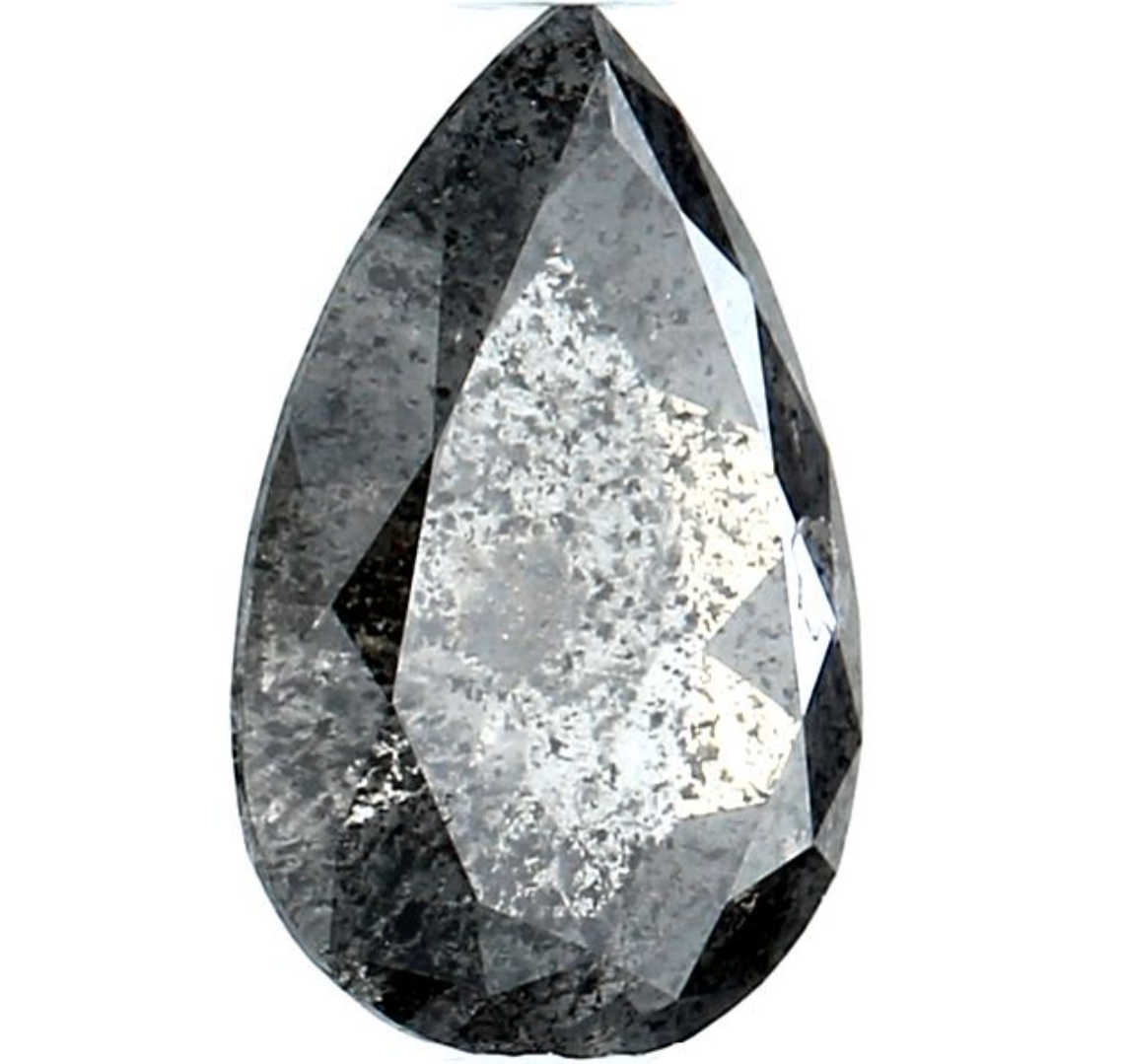 Salt and Pepper Diamond, 1.18 Ct Natural Gray Color Pear Cut Loose Diamonds for Engagement Ring