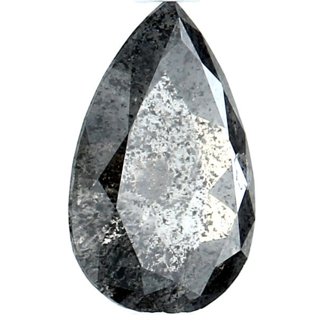 Salt and Pepper Diamond, 1.18 Ct Natural Gray Color Pear Cut Loose Diamonds for Engagement Ring