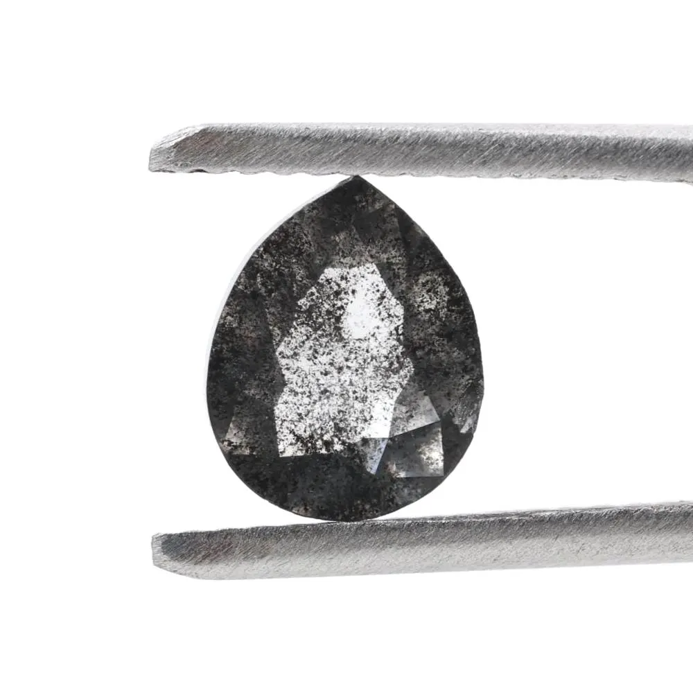 1.12 Ct Salt and Pepper Diamond, Natural Smokey Gray Color Pear Cut Loose Diamonds for Engagement Ring