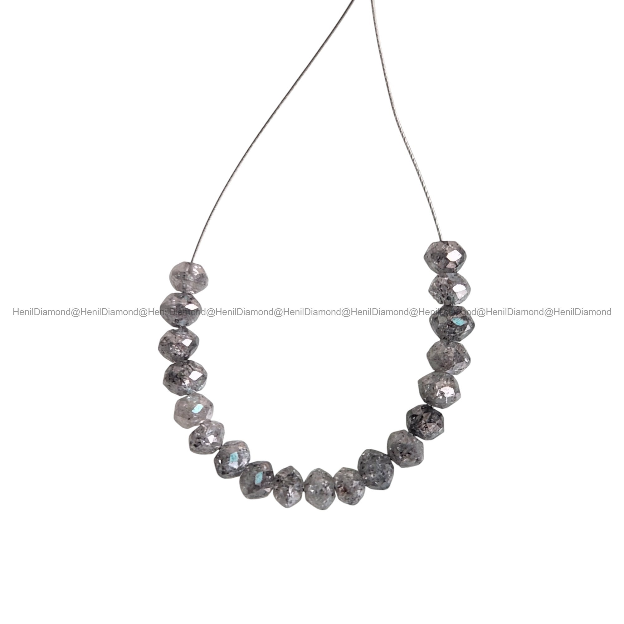 1.00 Carat Natural Gray Faceted Round Diamond Beads with Drilled Hole | 2.00-3.00 MM Loose Diamonds for Jewelry Making