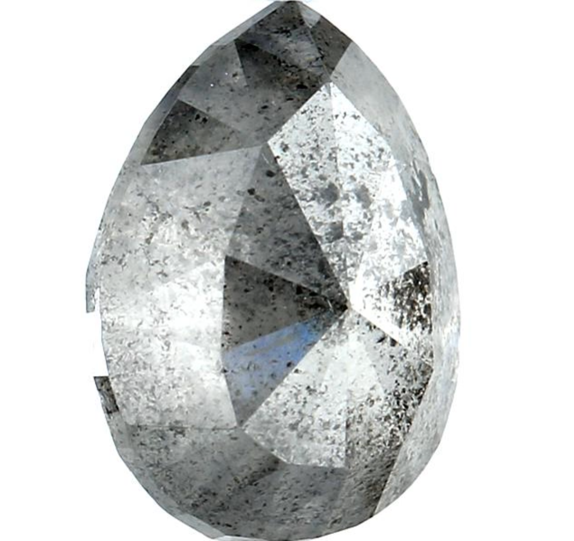 Salt and Pepper Diamond, 3.36 Ct Natural Gray Color Pear Cut Loose Diamonds for Engagement Ring