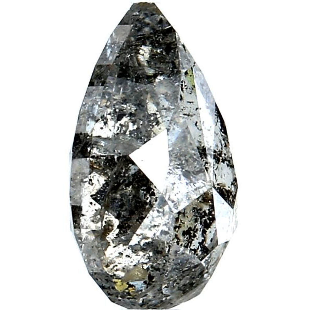 2.06 Ct Salt and Pepper Diamond, Natural Gray Color Pear Cut Loose Diamonds for Engagement Ring