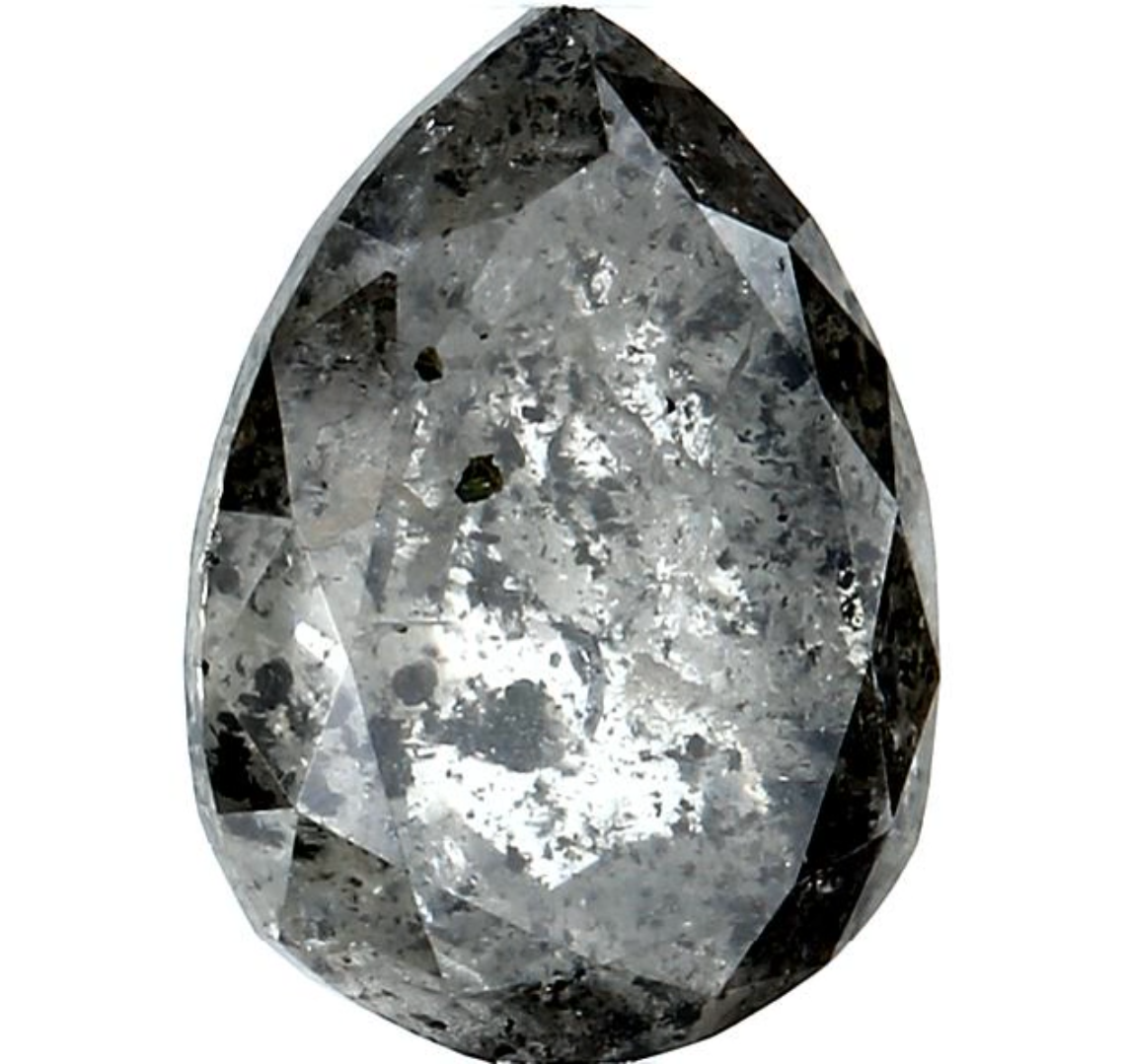 Salt and Pepper Diamond, 2.92 Ct Natural Gray Color Pear Cut Loose Diamonds for Engagement Ring