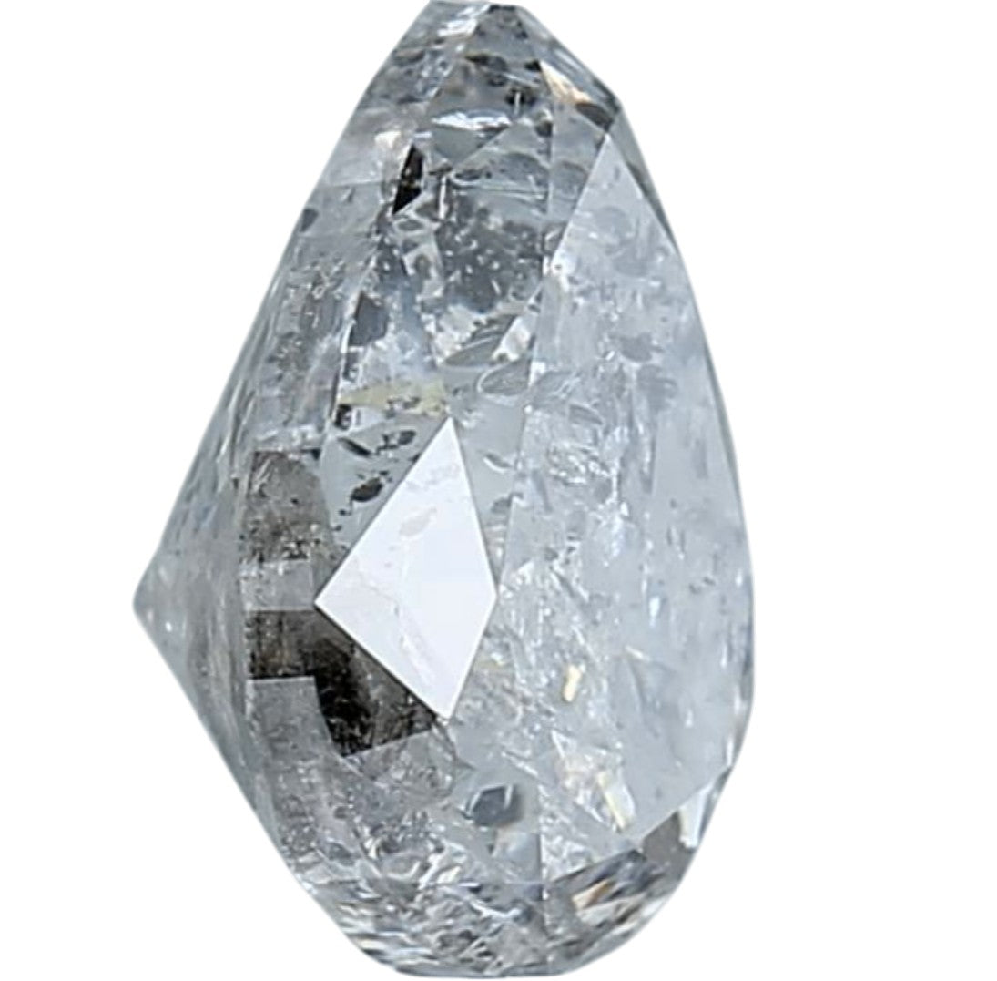2.26 Ct Salt and Pepper Diamond, Natural Gray Color Pear Cut Loose Diamonds for Engagement Ring