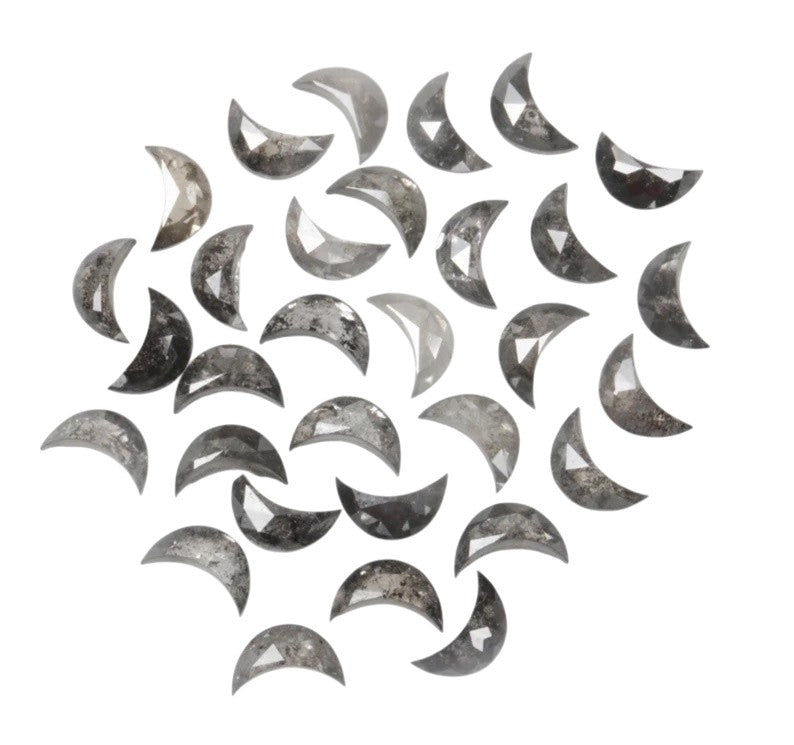 1.00 Ct Salt and Pepper Diamond, 4.00 MM – Natural Gray Color Half Moon For Jewelery