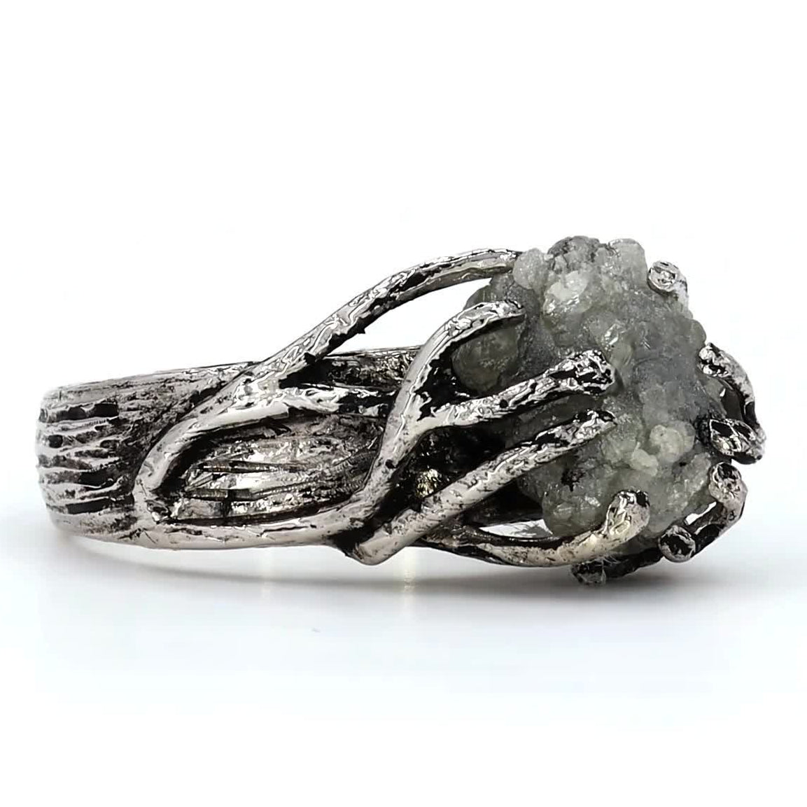 5.22 Ct Raw Diamond Ring, 14K Gold Engagement Ring, Natural Rough Gray Diamond Ring, Handmade Gift for Her