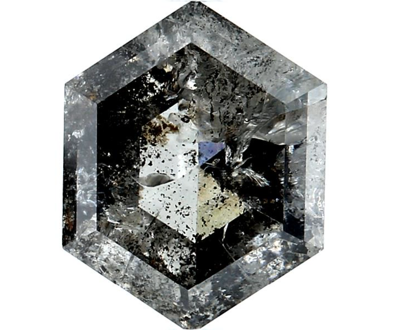 Salt and Pepper Diamond, 3.11 Ct Natural Gray Color Hexagon Cut Loose Diamonds for Engagement Ring