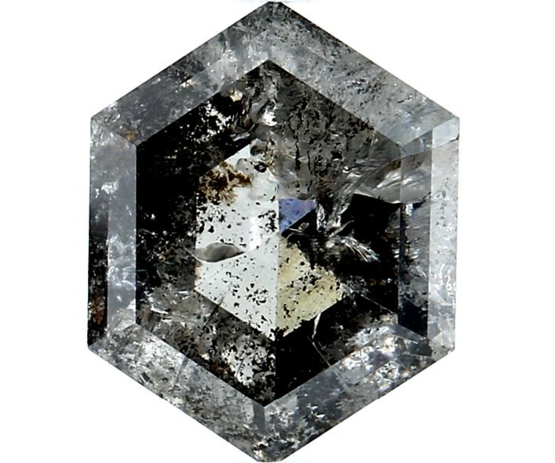 Salt and Pepper Diamond, 3.11 Ct Natural Gray Color Hexagon Cut Loose Diamonds for Engagement Ring