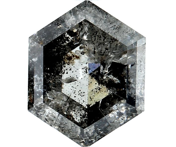 Salt and Pepper Diamond, 3.11 Ct Natural Gray Color Hexagon Cut Loose Diamonds for Engagement Ring