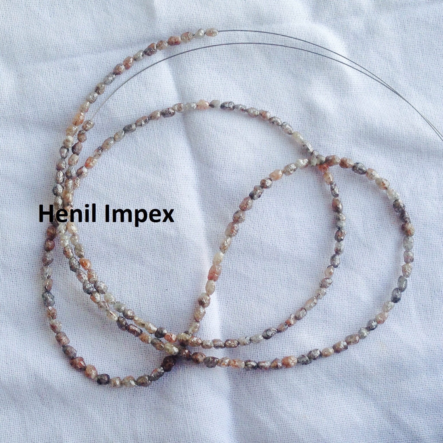 12 ct natural brown long drilled rough uncut loose diamond beads 16" strand/chain, 100% earth mined origin africa diamond beads