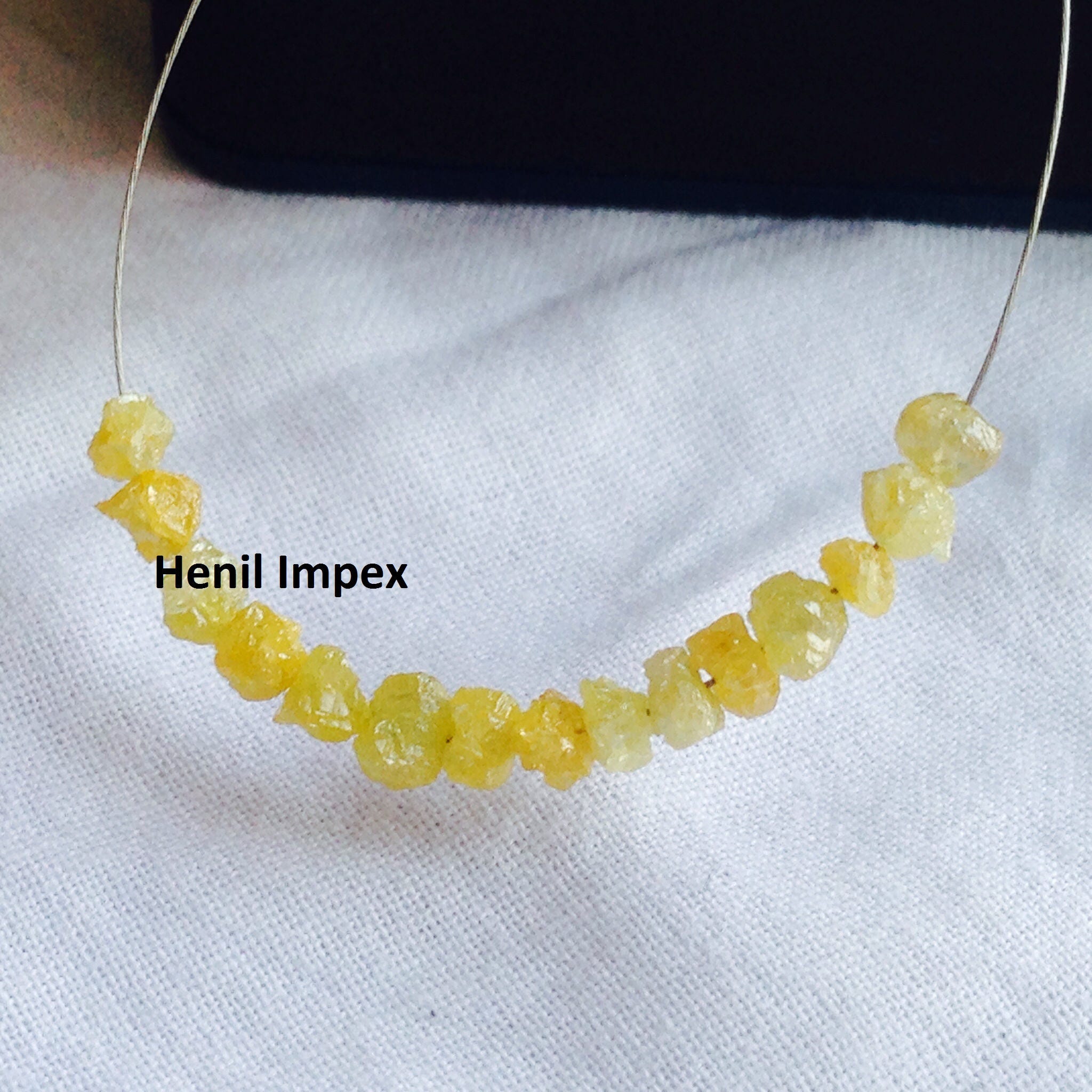2.00 Carat Natural Yellow Color Raw Uncut Rough Loose Diamonds Beads with Drilled Hole 2.00 to 3.00 MM Size