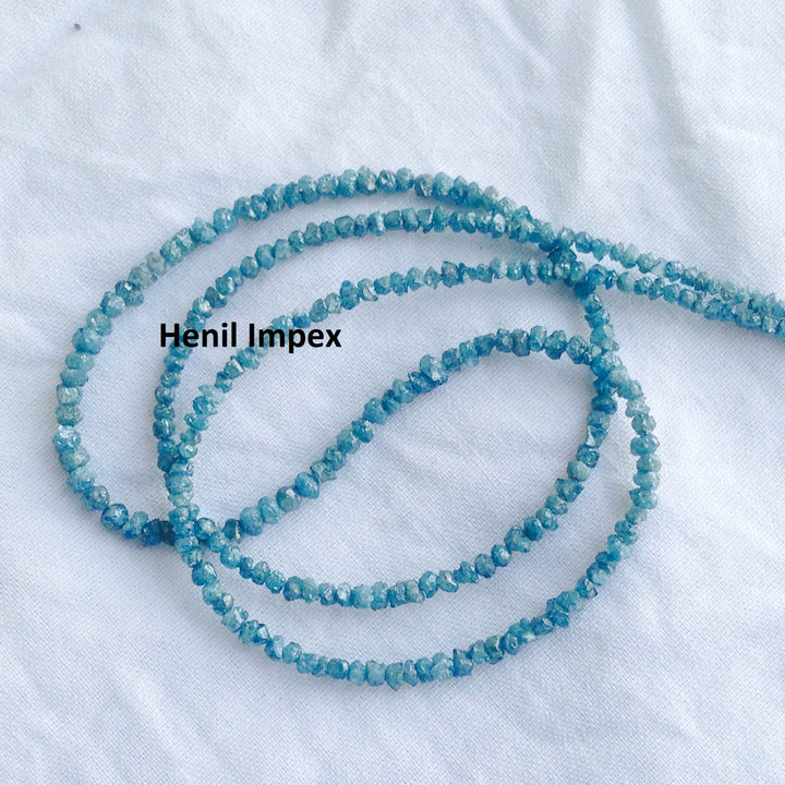 15 carat natural blue rough uncut loose diamond beads 16" strand/chain, 100% earth mined origin africa