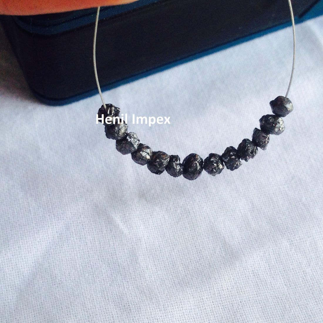 2.00 carat Lot Natural Black Rough Diamonds, Fancy Black Color Raw Uncut Diamonds Beads Wt Drilled Hole 2.00-3.00 MM Size
