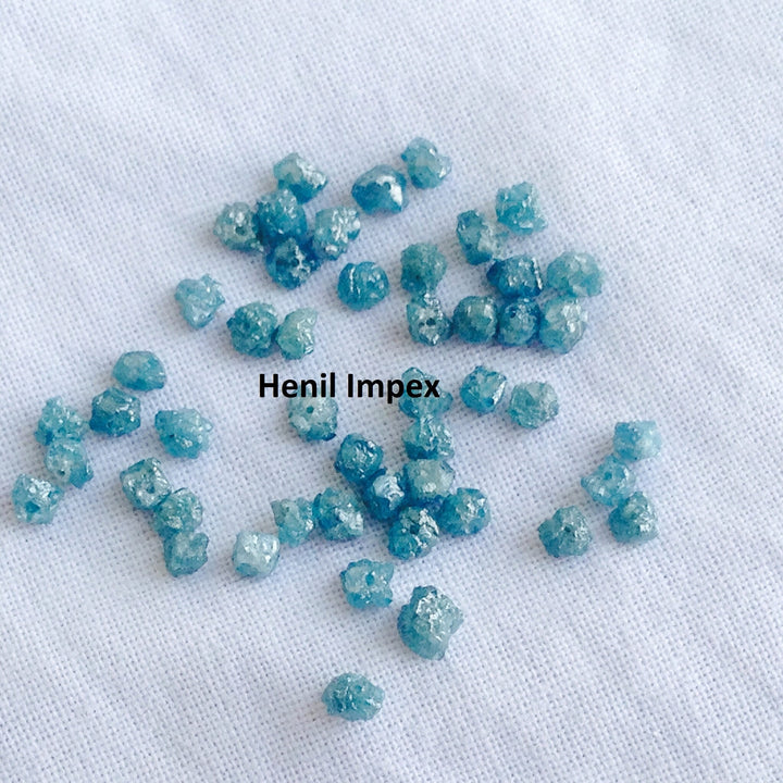 3.00 Ct Lot 2.00-2.50 MM Natural Blue Raw Uncut Rough Loose Diamonds Beads with Drilled Hole