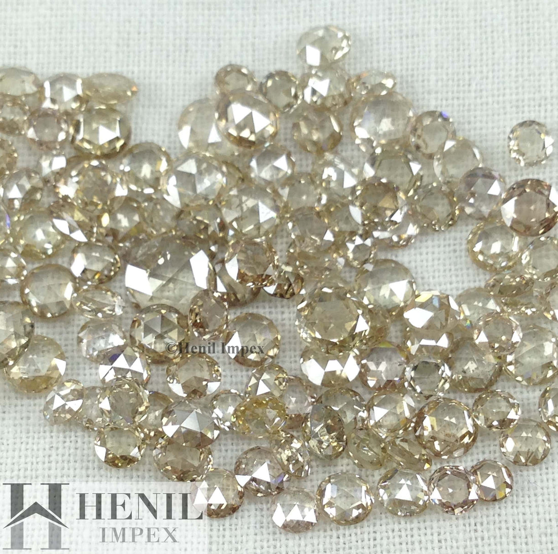 Natural Brown Color VS-SI Clarity Round Rose Cut Loose Diamonds 2.00 to 3.00 MM Size 5.00 Carat Lot