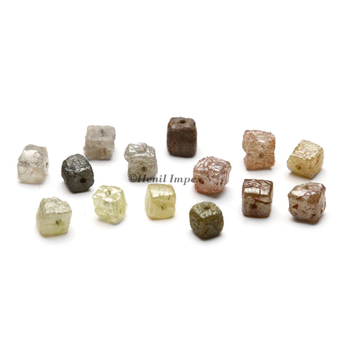 3.00-4.00 mm natural cube shape rough loose diamonds with drilled 1.00 MM hole beads 10 pcs. lot
