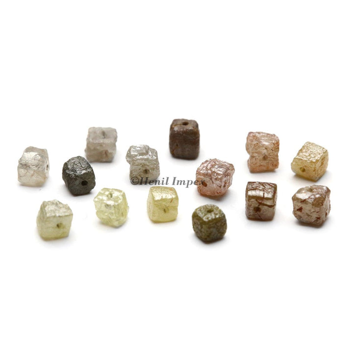 2.00-3.00 mm natural cube shape rough loose diamonds with drilled 0.50 MM hole beads 10 pcs. lot Conflict Free Cube Rough Diamond