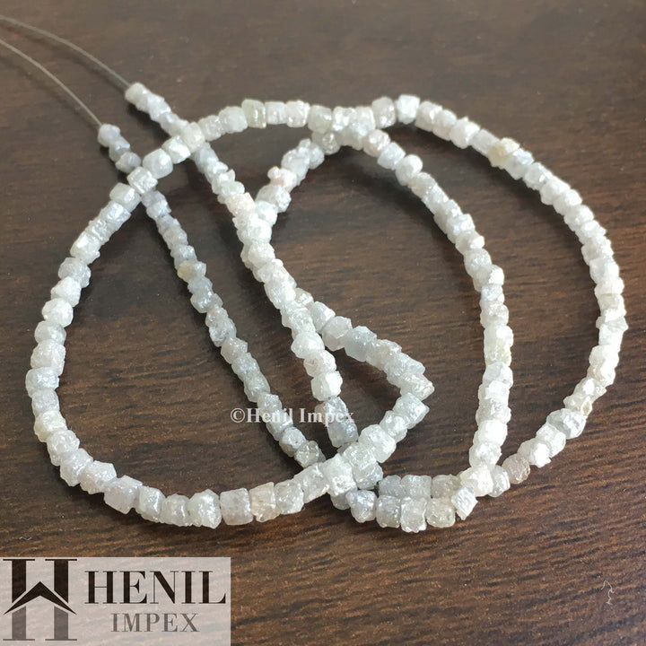 Cube Diamond, 20 Carat Natural Cube Rough Diamonds Beads Strand, White Grey Square Raw Diamonds Beads 16" Strand