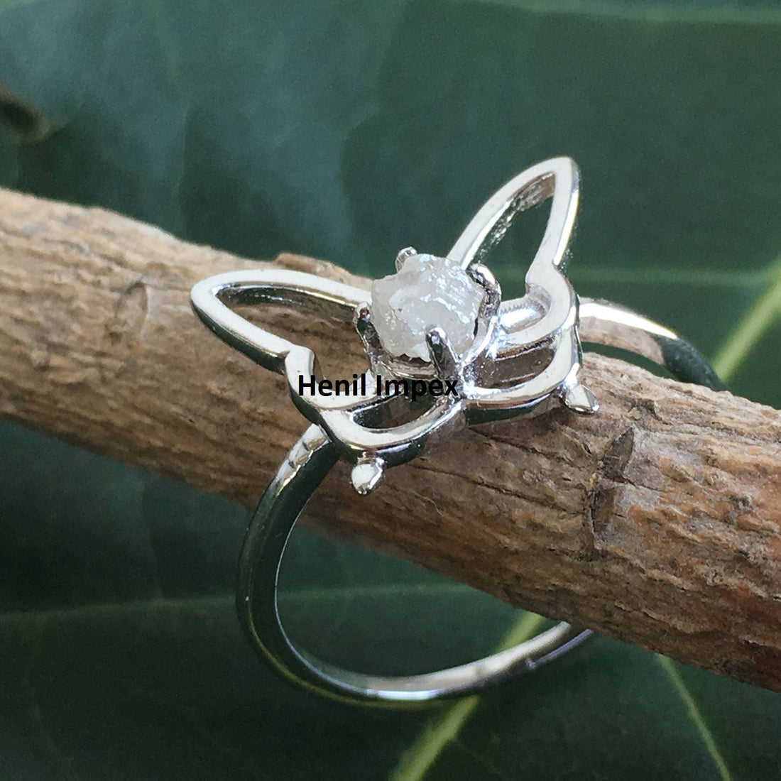Custom Raw Diamond Silver Engagement Ring Rough Wedding Ring diamond Wedding Ring Rough Diamond Ring