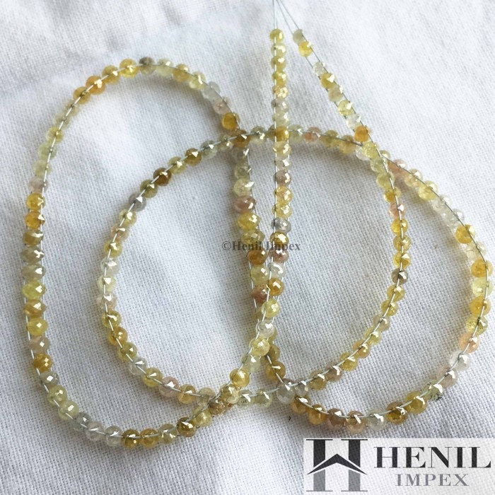 40+ Ct Natural Multi Color Double Drilled Diamonds Beads 16" Strand Necklace , Sparkling Double Drilled Drops Loose Diamond Beads