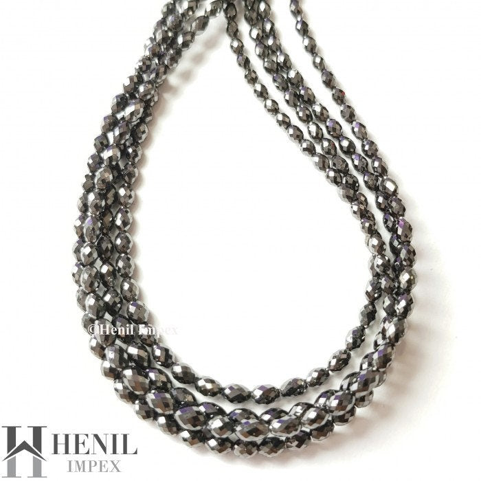 25+ Ct 2.0 to 3.5 MM Natural Black Polished Diamond Drum Cut Beads 16" Strand Necklace wt Gold Clasp