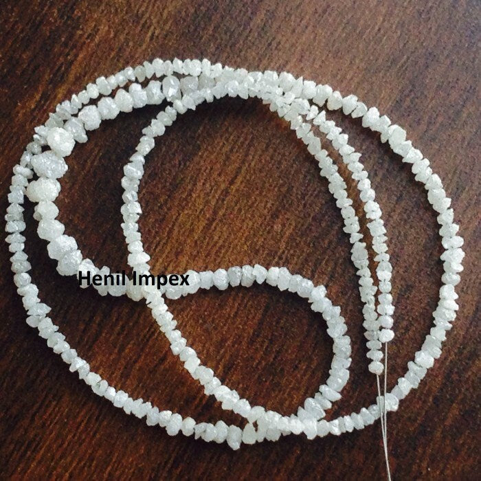 16 Inch Full Strand White Diamonds, Conflict Free Uncut Raw Diamonds, Natural Rough Beads, 1.75mm To 2.50mm 15.00 Carat
