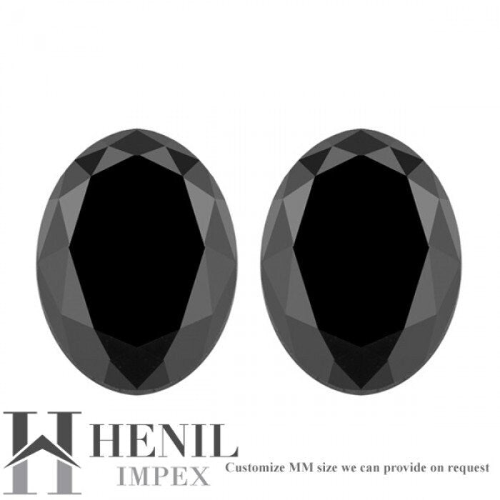 Natural Fancy Black Oval Shape Diamonds ! 2.00+ Ct AAA Quality Fancy Black Oval Loose Diamond Pair for Earring
