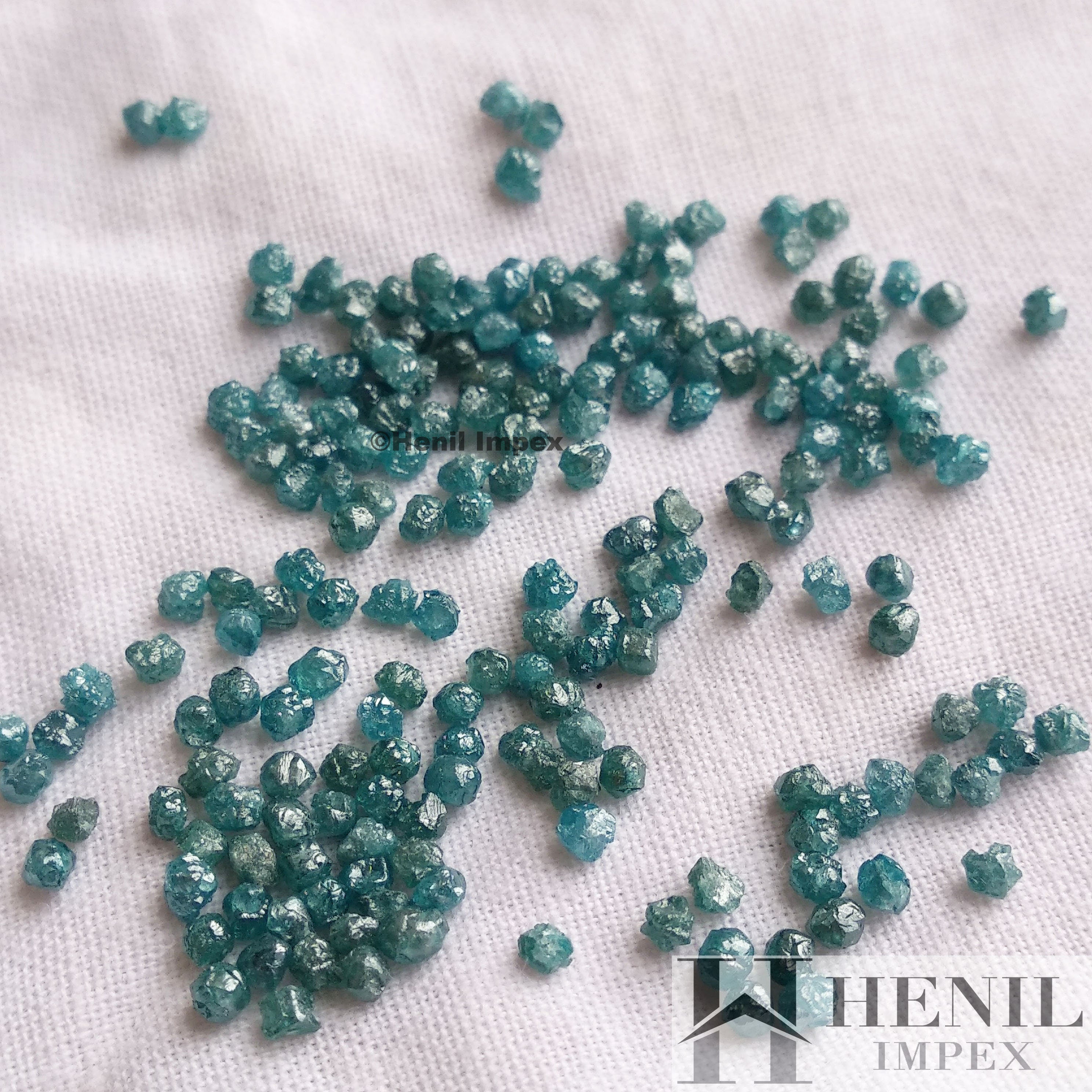 Natural Diamonds, 1.0-2.0 mm Blue Roundish Raw Uncut Loose Diamond, Conflict Free Rough Diamonds, 5 Carat Lot