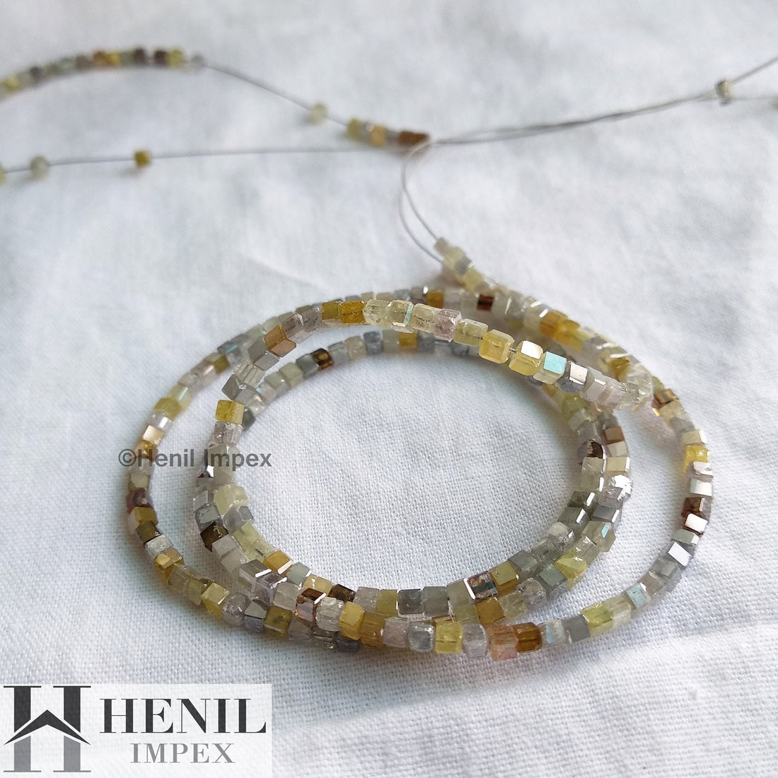 8.00 Ct 1.50 to 2.00 MM Unique Natural Multi Color Polished Cube Loose Diamonds Beads 7" Bracelet wt Silver Clasp