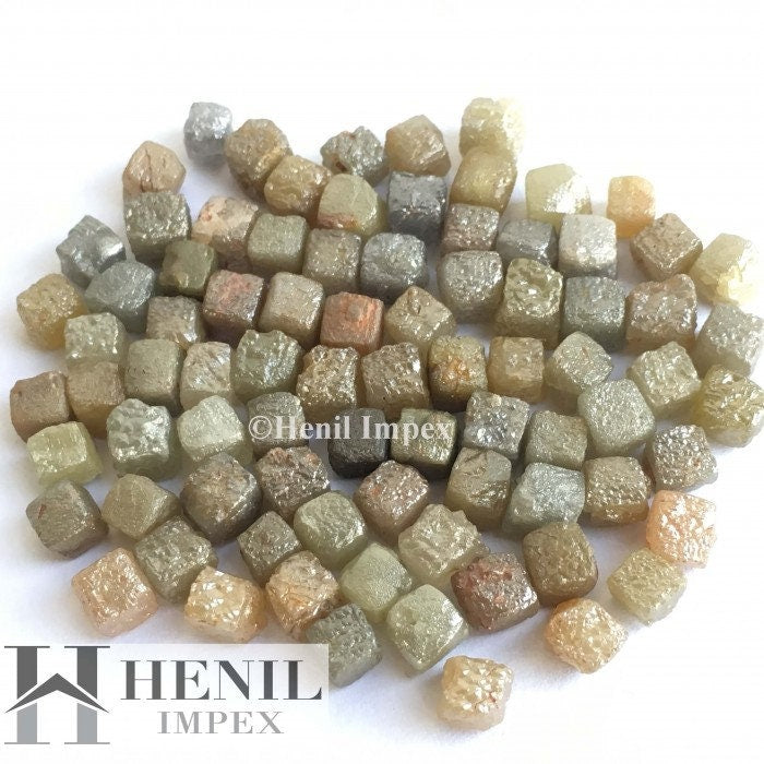 5.00 Ct 3.00-3.50 MM Natural Mix Color Cube Raw Rough Loose Diamond for Jewelry