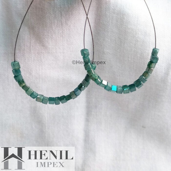 Natural Blue Cube Diamonds Beads for Earring, Sparkling Fancy Blue Square Polished Loose Diamond 1.5MM to 2.0MM Size 3.00 Cts Lot