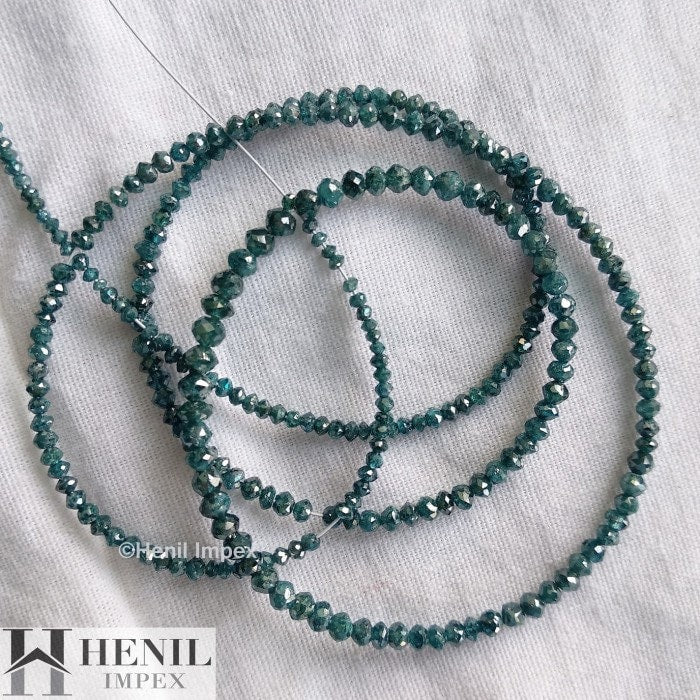 30 Pcs. 1.50-2.00 MM Size Natural Blue Round Loose Diamond Beads with Drilled Hole, Polished Diamond Beads for Jewelry